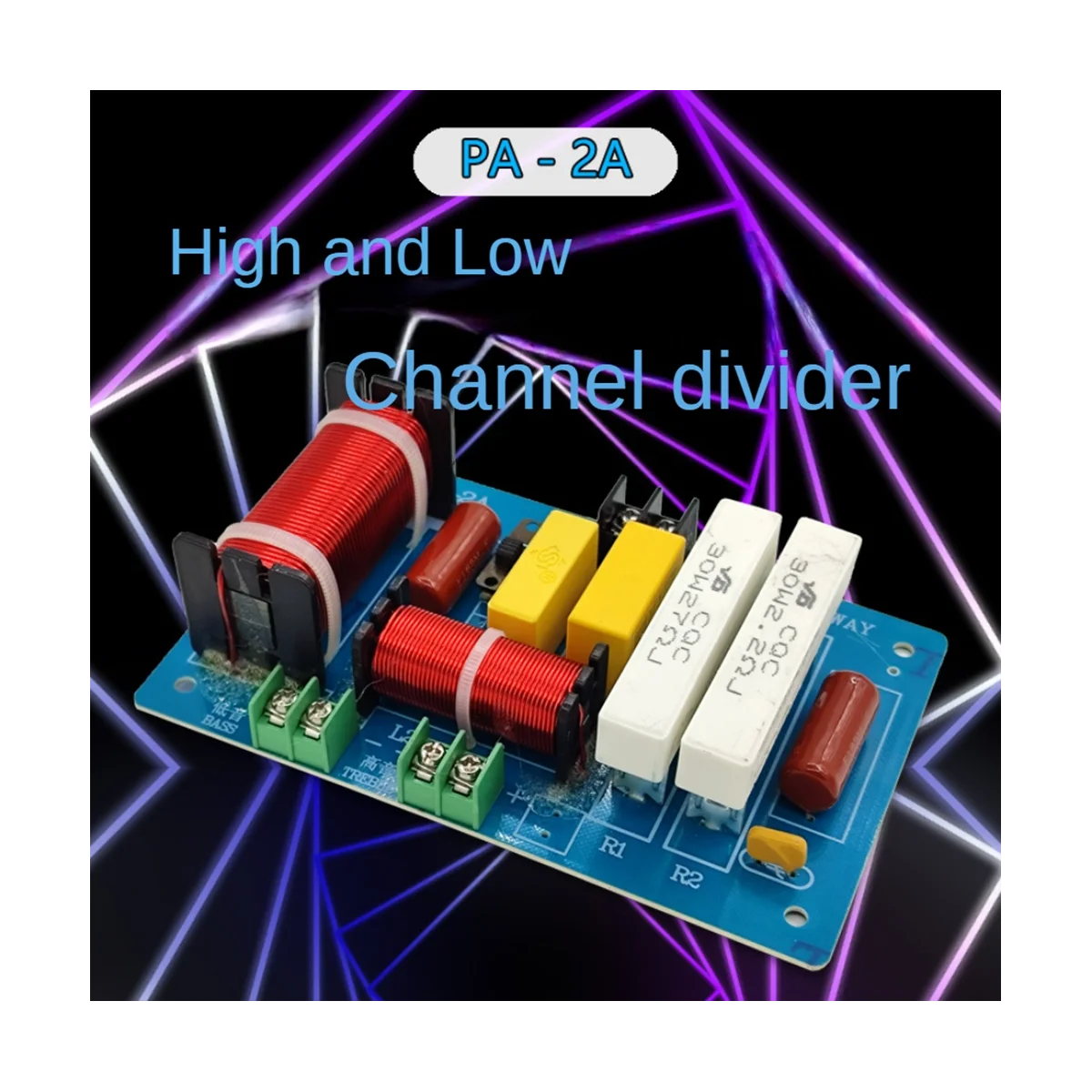 2Pcs PA-2A 2 Ways Speaker Crossover Treble + 450W Pure Bass Subwoofer Frequency Divider Filters DIY for Home