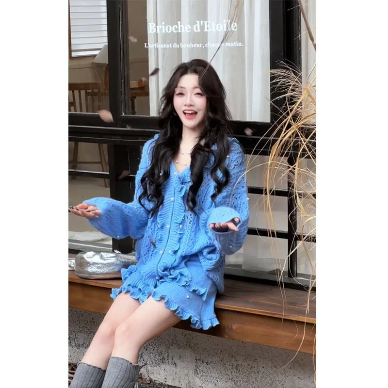 Huge Good-looking Slack Salt Suit Spring Autumn Travel Clothing Women's Niche Fried Street High-end Women's Clothing Top Skirt