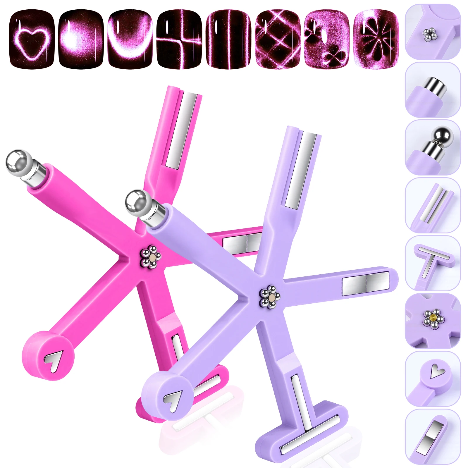 Hot deal: 8In1 Nail Art Magnet Featuring Fancy Design Multifunctional Glass Beads Cat Eye Nail Polish Gel Magnetic Stick With Strong Magne