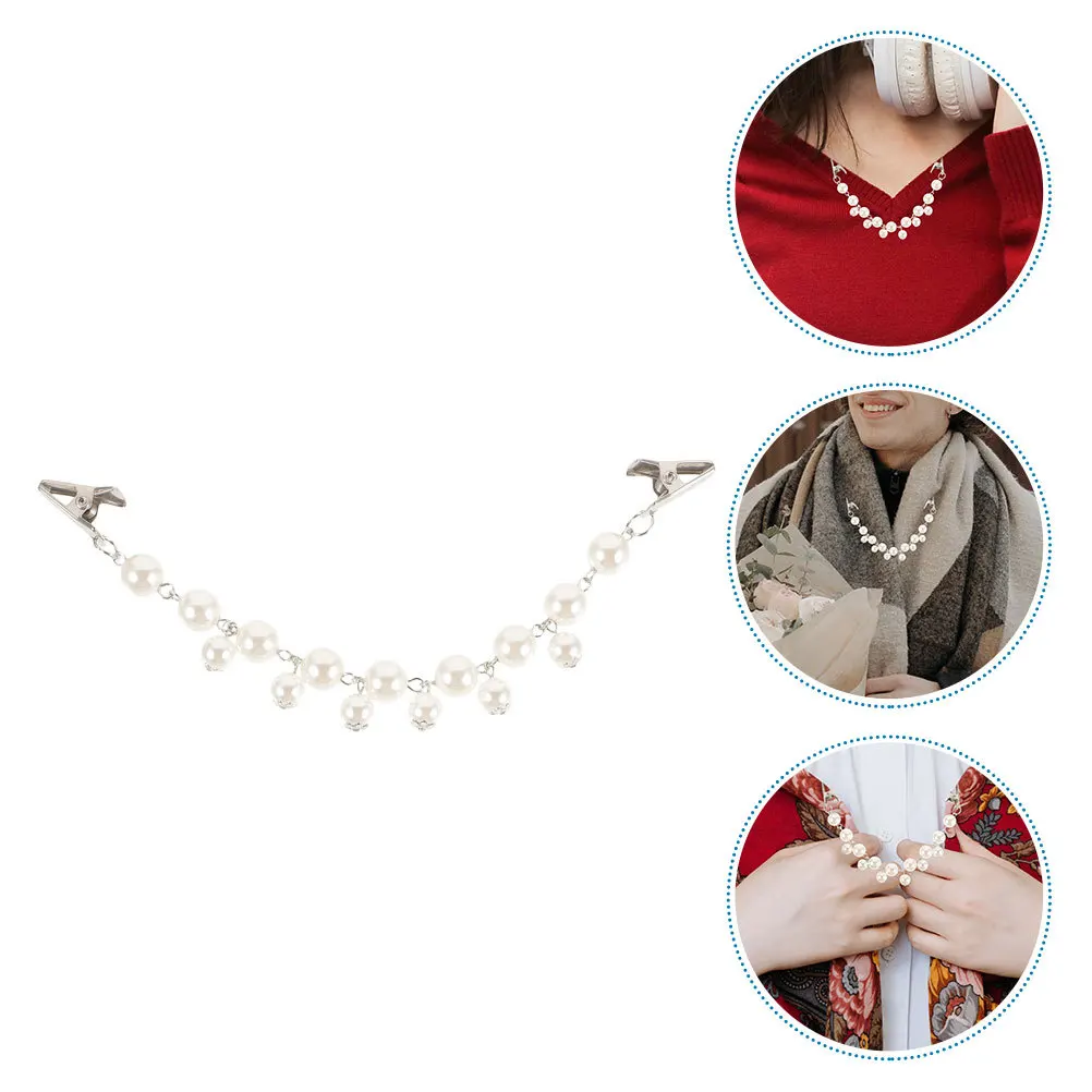 

2Pcs Retro Sweaters Clips Vintage Faux Pearl Cardigan Shawl Clasp Dress Brooch Shoulder Pin Buckle for Women Fashion Accessory