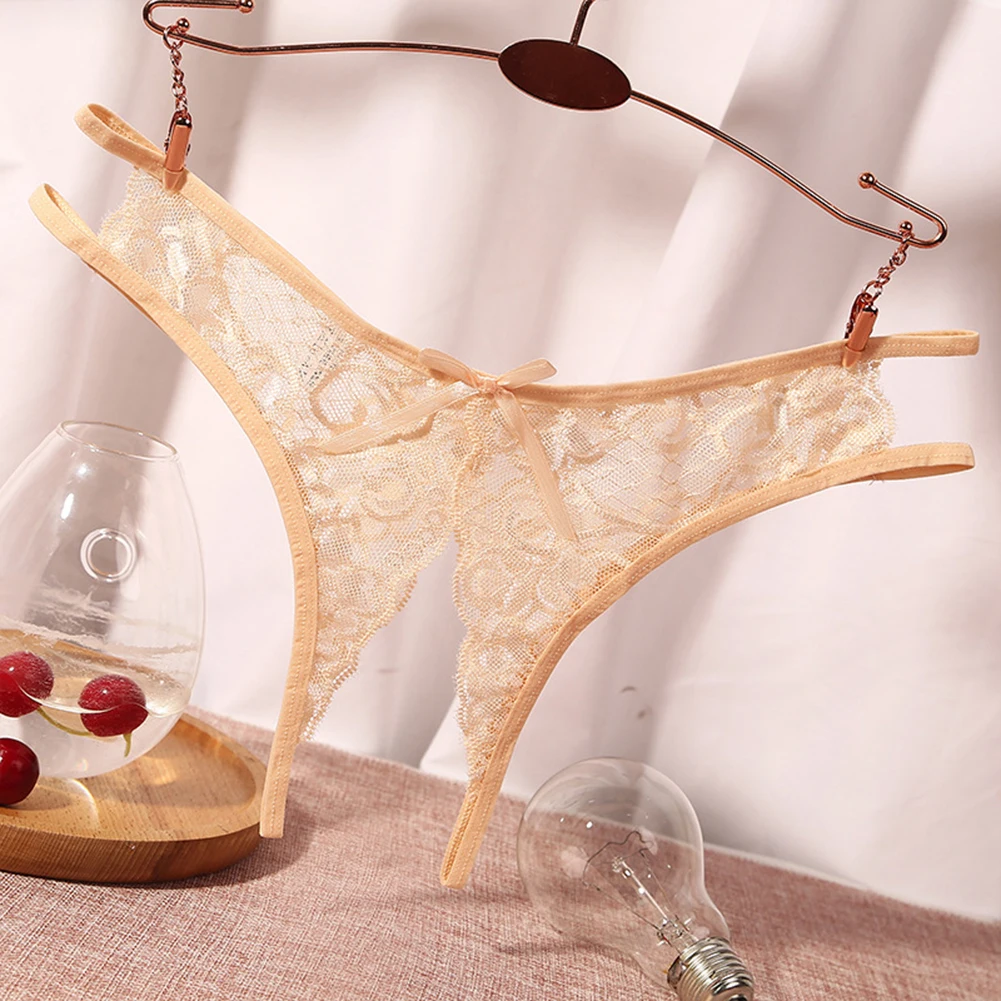 ชุดชั้นใน กางเกงชั้นใน กางเกงใน จีสตริง แบบเปิดเป้า สำหรับใส่ทุกวัน กางเกงในลูกไม้ ซีทรู สีพื้น สินค้าขายดีประจำวัน