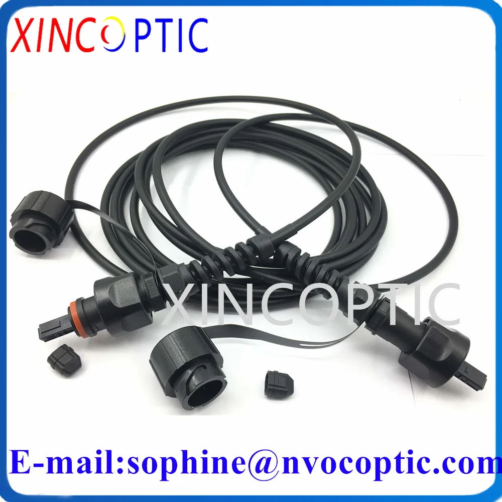 12F 180M IP67 Waterdichte Mm OM3-300 Mpo/Apc M Tot Odvampo Mannelijke 12Core Gepantserde Zwarte Fiber Optische patch Cord Connector Kabel