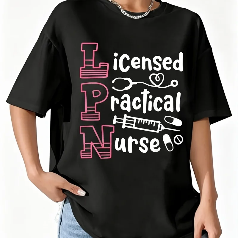 Lpn Licensed Practical Nurse Lpn Women's 100% Cotton T-Shirt Short Sleeve Top Casual Round Neck Fun Print Tee S-5Xl