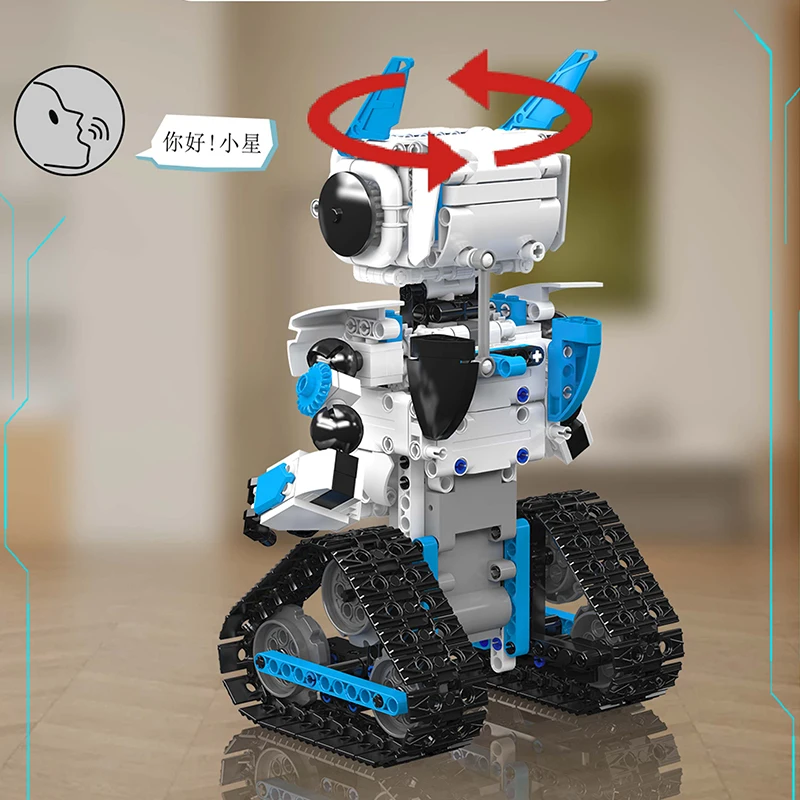몰드 킹 리모컨 AI 로봇 시리즈 모델 블록 키트, 표정 변경 가능한 조립 장난감, 어린이 휴일 선물