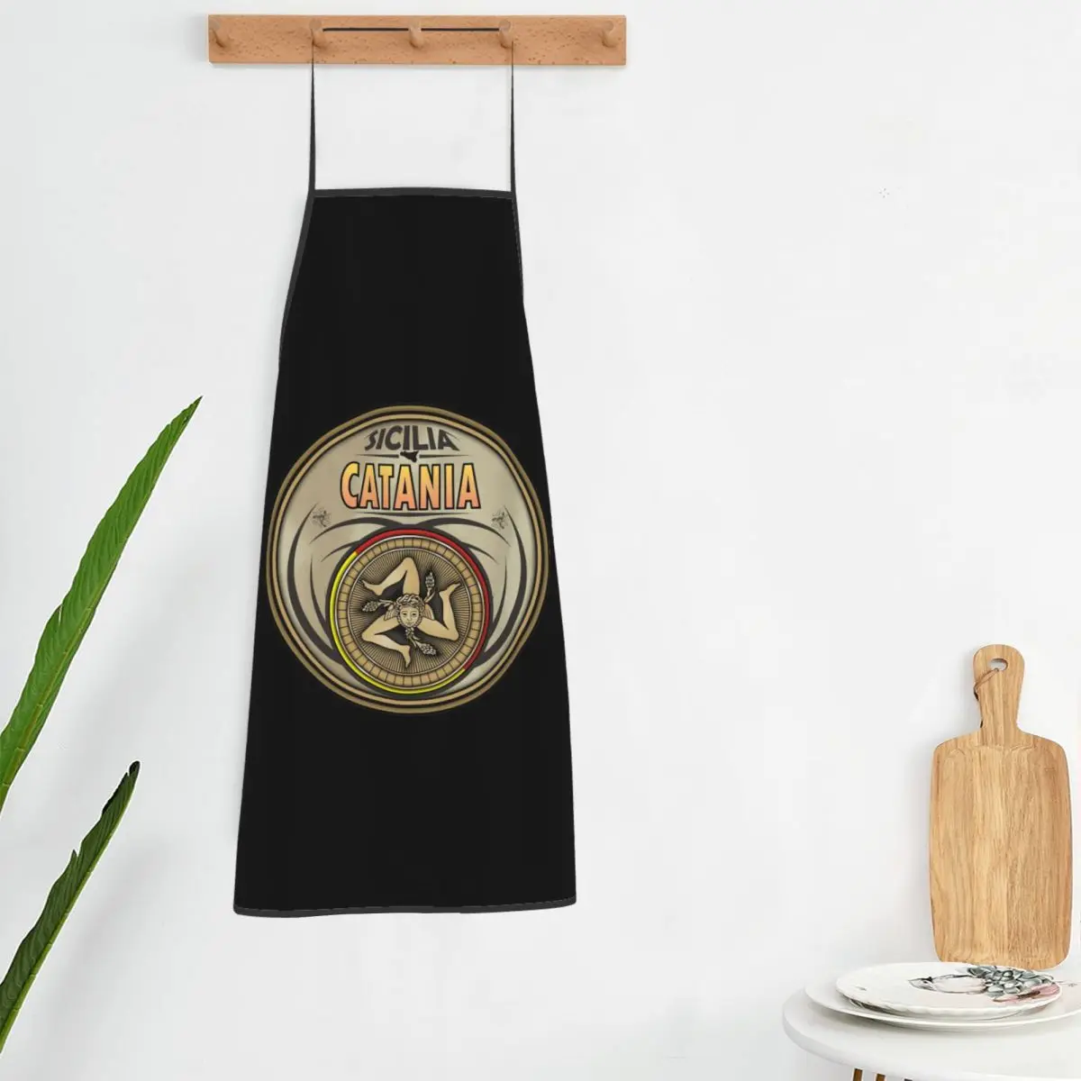 Catania Sicilia Sicily Trinacria Symbol Aprons Chef Cooking Cuisine Tablier Bib Kitchen Cleaning Pinafore for Women Men