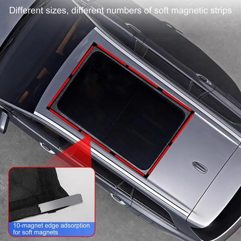 New Car Sunroof Shade Heat Isolate Auto Roof Sunshade Cover Foldable Anti Mosquito Breathable Mesh Quick Install Car Decoration