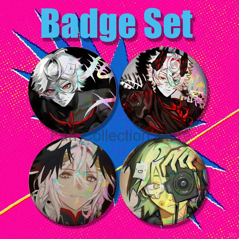S-Saparata 4-piece set Pins Backpack Clothes Jewelry Accessories Cartoon Round Brooch Button Badge Fans Collection Gifts
