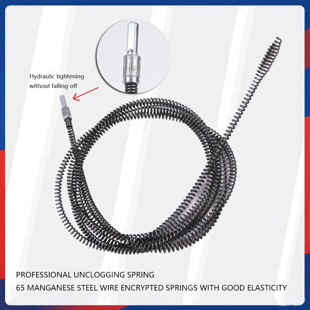 1/2/3/4/5/8/10 Meter Drain Cleaner 10mm Dia Pipe Unclog Spring Anti-Rust Sewer Sink Basin Pipeline Clogged Remover Cleaning Tool
