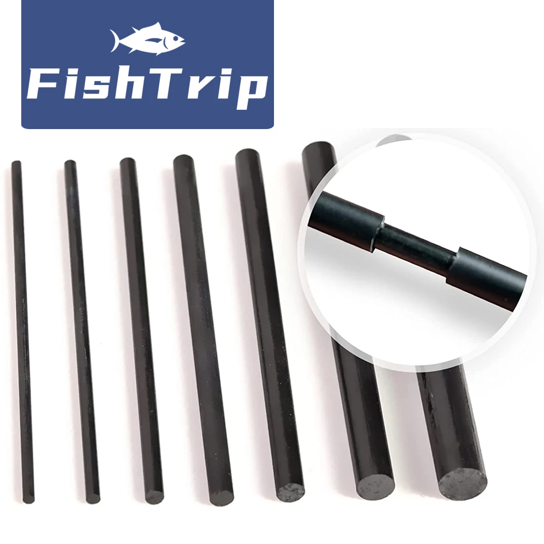 FishTrip Fishing Rod Repair Kit Carbon Fiber Sticks High Strength 1mm~10mm*10cm for Repair Broken Fishing Rod