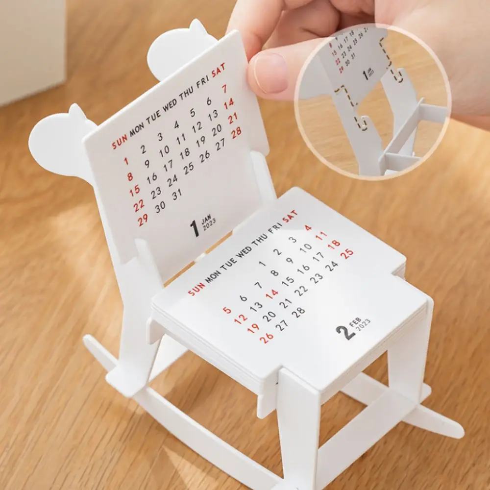 Mini 2025 Desk Calendar Set Time Schedule Diy Trojan Horse Calendar 3D Target Plan Building Block Calendar Bedroom