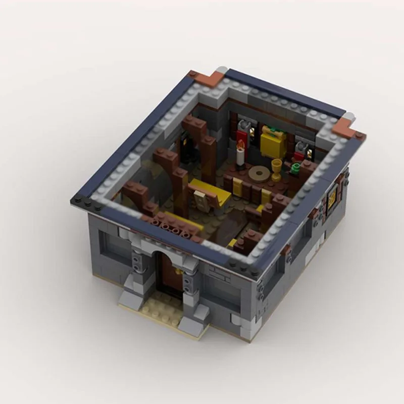 Castello medievale Modello MOC Mattoni da costruzione Antica chiesa architettonica Tecnologia modulare Regali di festa per bambini Assemblare giocattoli