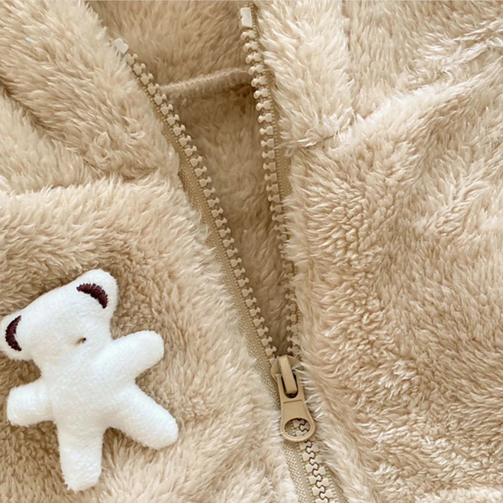 Autumn Winter Korean Fashion Infant Boys Jacket Plush Thickened Newborn Parkas Bear Ear Hooded Zipper Baby Girls Outerwear Coat