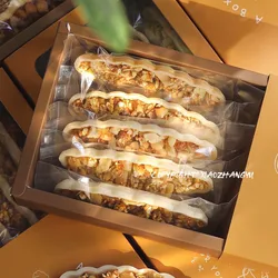 100Pcs Caramel Almond Nut Crispy Glutinous Rice Boat Packaging Bag Rectangular Nougat Transparent Machine Sealing Bags