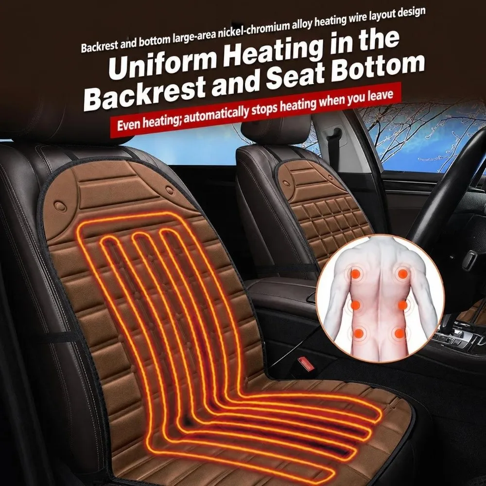 12V Car Heating Cushion Stretch Oxford Fabric Hot-press Vehicle Heating Pad Single Seat Car Power Outlet Car Seat Cover