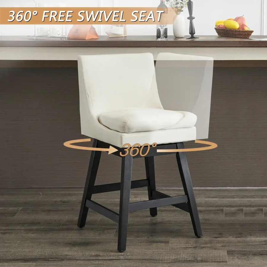 Upholstered Swivel Bar Stools Set of 2, 26