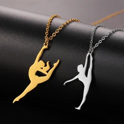 EUEAVAN Fashion Dancer Gymnast Gymnastics Pendant Necklace Stainless Steel Ballet Gym Girl Necklaces Sport Jewelry Birthday Gift