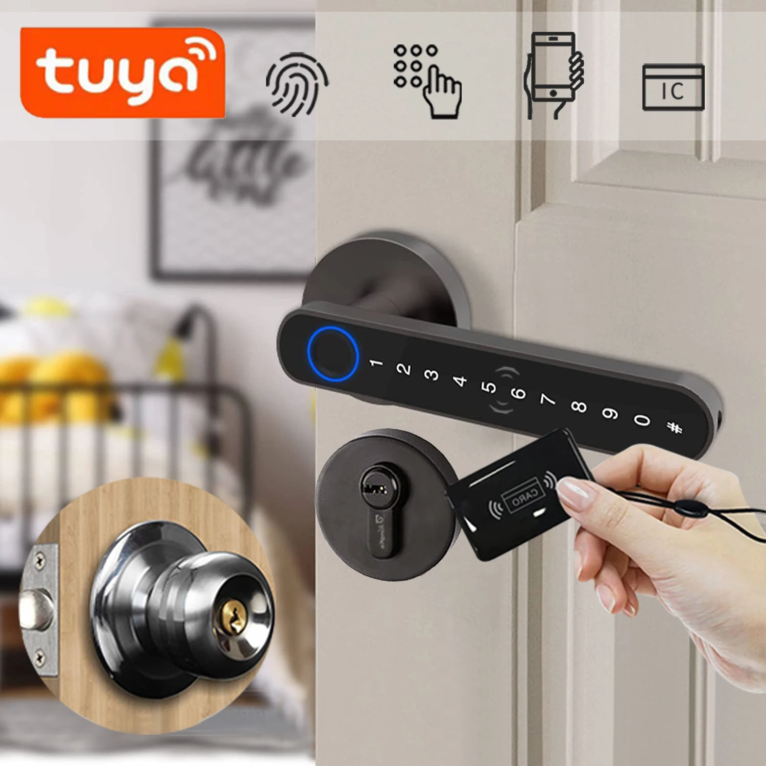 

Fingerprint door lock with card keypad Smart door lock for bedroom Electronic lock with passcode App unlock for Interior doors