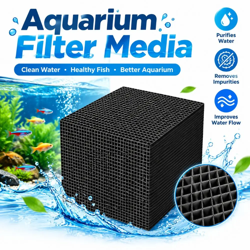 Black Carbon Aquarium Filter Media Porous Cube Odor Removing Carbon Block Honeycomb Structure Water Purifying Purification Cube