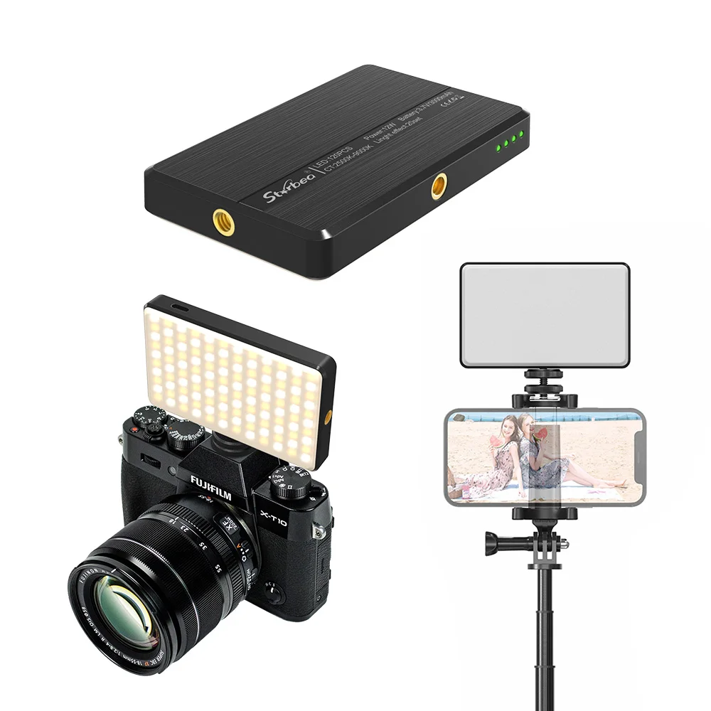 ST120 Mini LED Camera Light with Diffuser Dimmable 2500-9000K LED Panel Lamp with Tripod Bi-Color LED Video Light