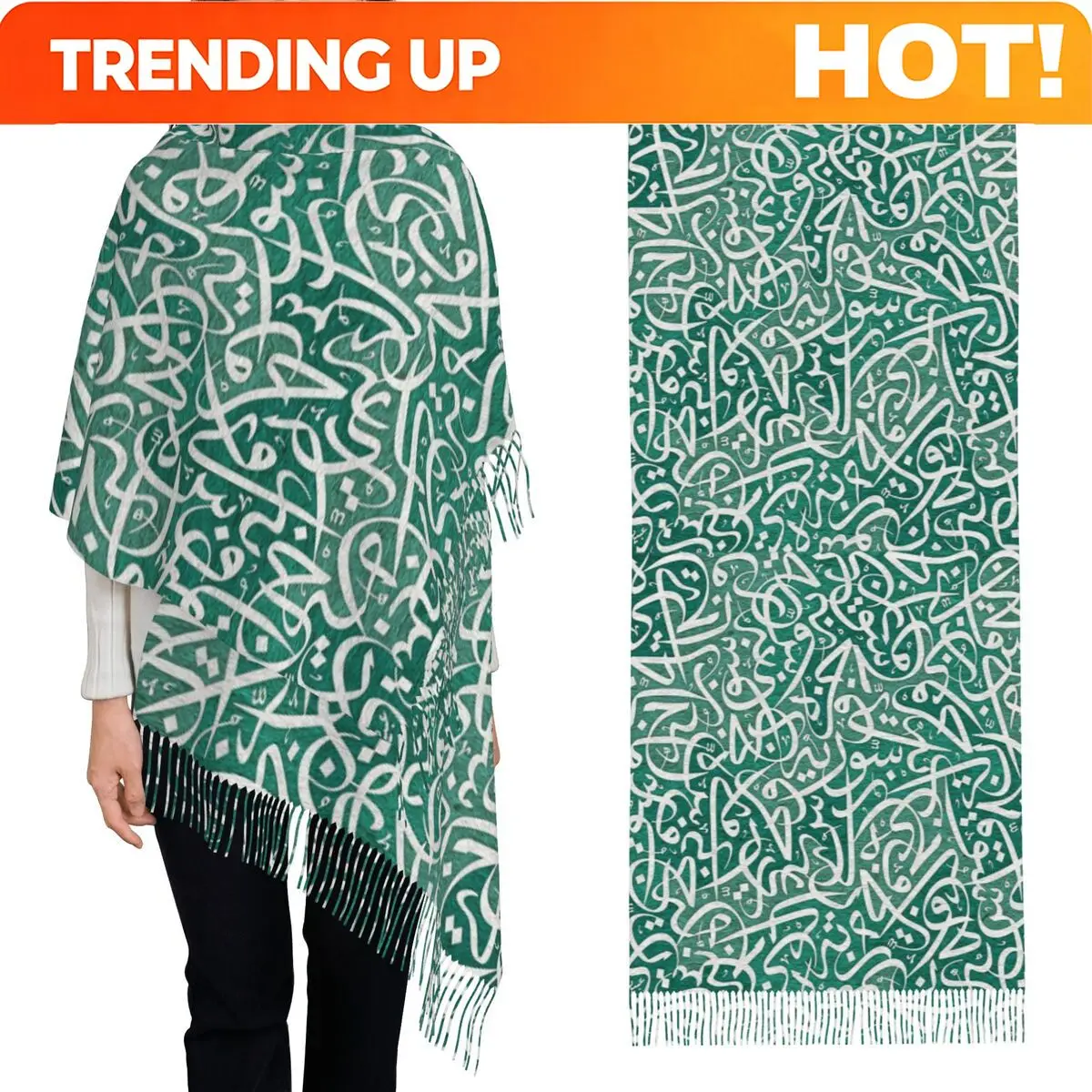 Customization Arabic Calligraphy Words Artwork I-Israel-S Egypt Letters Scarf Tassel Scarves Warm Shawls And Wraps Long Fall Win