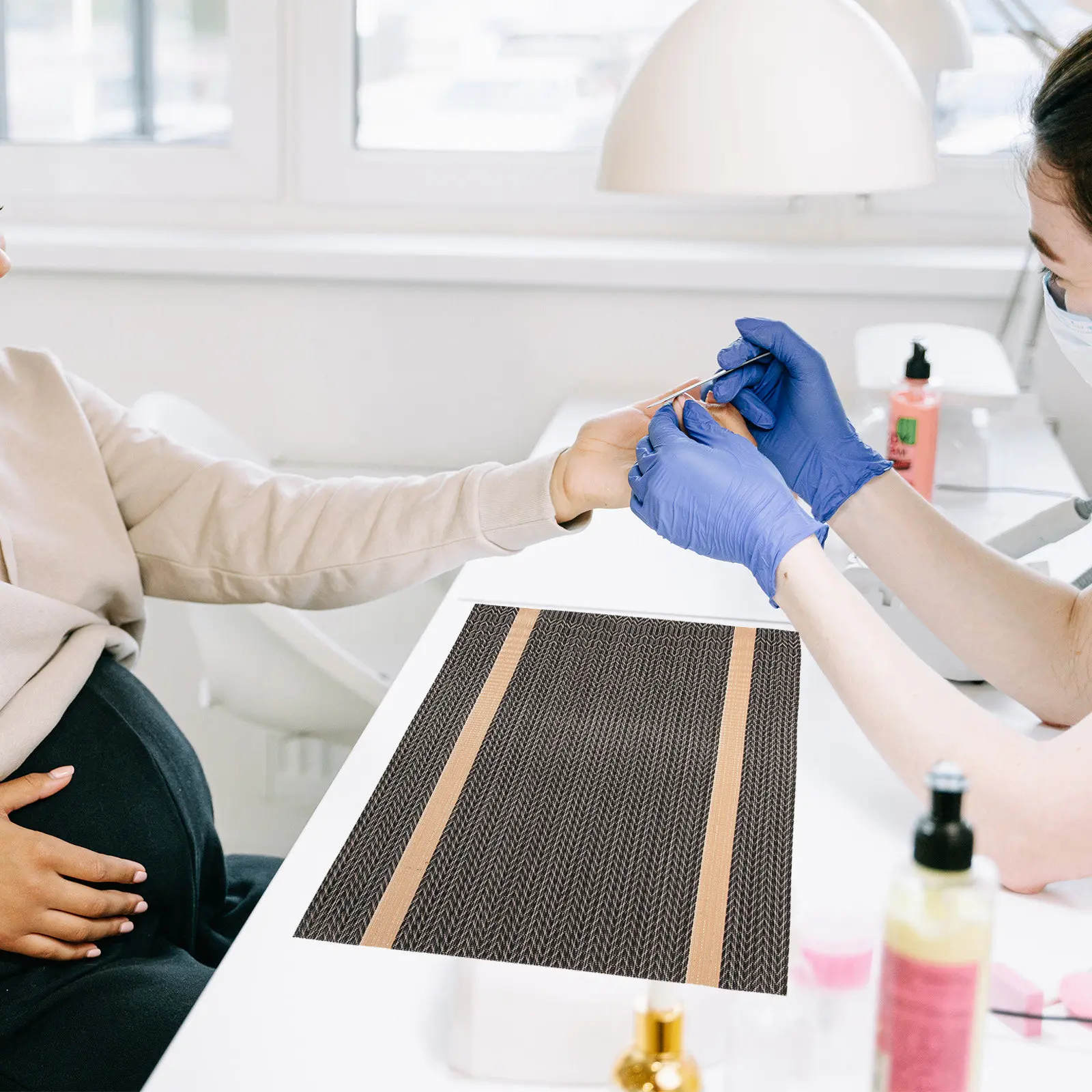 

Foldable Nail Art Table Mat PVC Manicure Cushion Large Non-Slip Surface for Acrylic Nails Portable Manicure Table Pad Nail