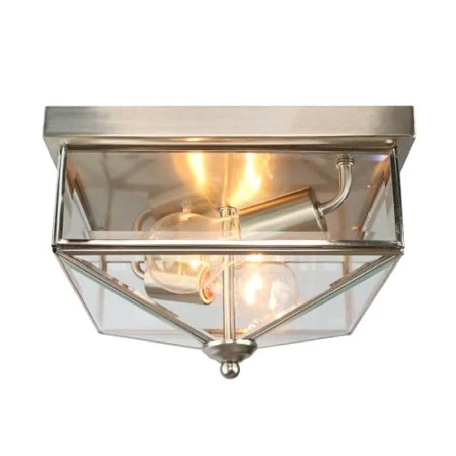 

Flush Mount Ceiling Light Fixture 2-Light Ceiling Light with Clear Glass Modern Farmhouse Indoor/Outdoor Lighting for Kitchen H