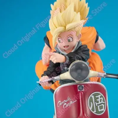 In Stock 100% Original MegaHouse Dragon Ball Z - Son Gohan SSJ - Son Goku SSJ Desktop Real McCoy EX - & Bike Anime Figure  Toy
