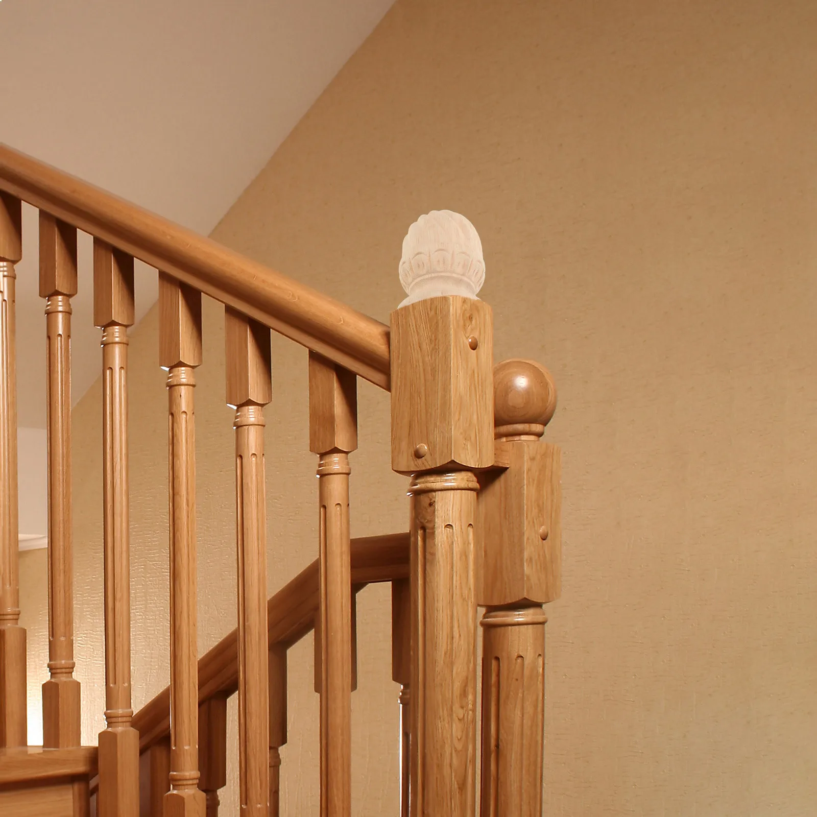 لم تنته خشب متين منحوتة الدرج النهائي آخر توبر Crafts بها بنفسك الحرف الخشبية الزخرفية Finials قضيب الستارة ينتهي #6