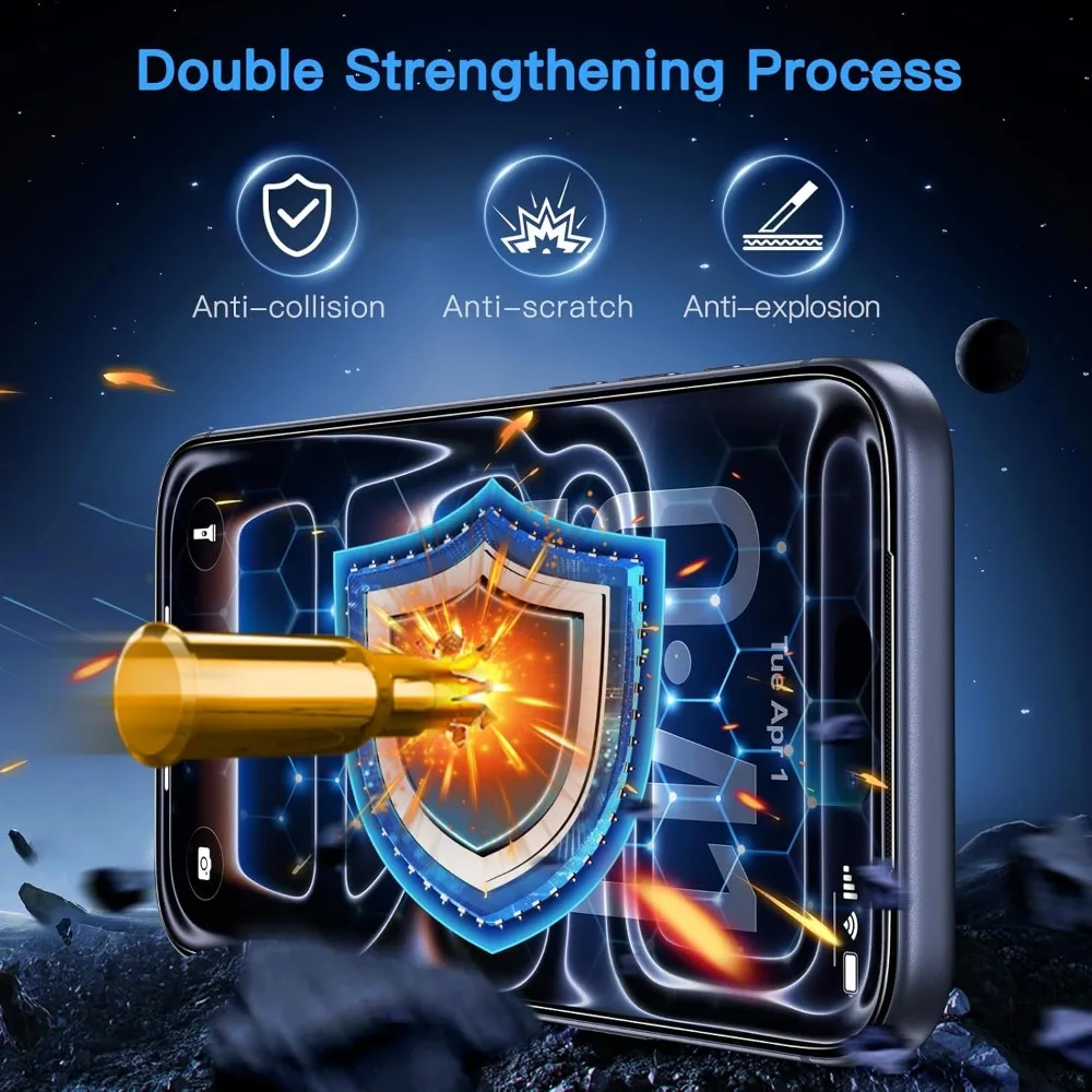 Protetor de tela anti-luz azul, 2 peças, fácil instalação, para iphone 17 pro max 17air, proteção para os olhos, filme frontal de vidro temperado hd