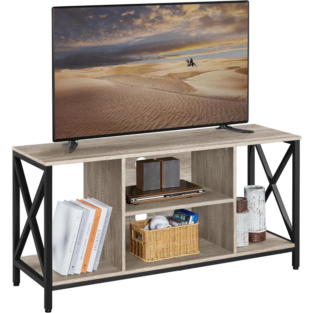 

Industrial TV Stand for 55 Inch TV, Entertainment Center Media Console Table with Open Storage for Living Room, Wood M
