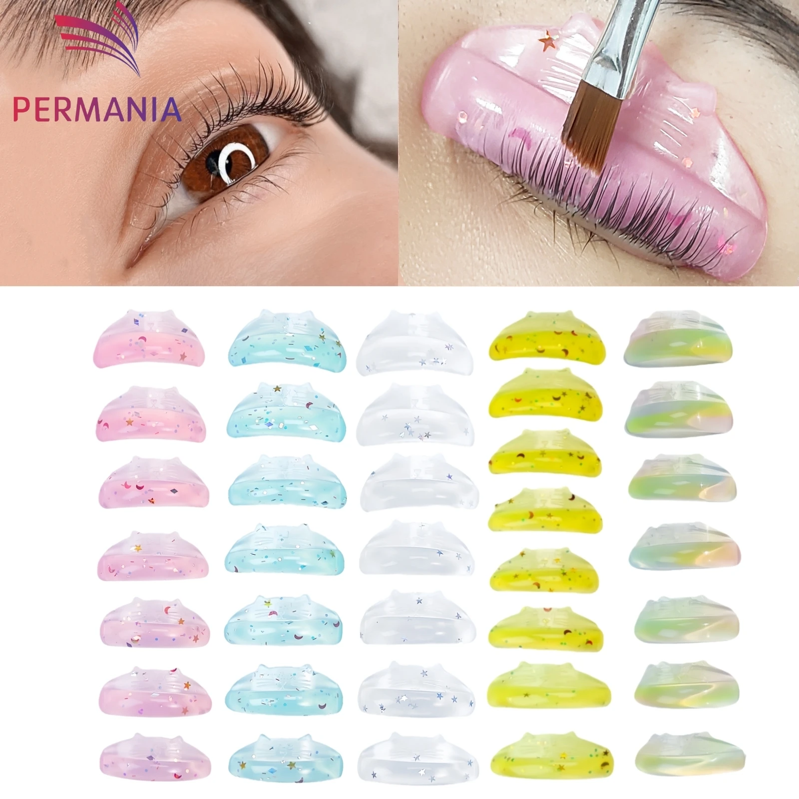 PERMANIA Neu 7 Paar Silikon-Wimpernperm-Pads Klebende Wimpernstäbchen Schutzschilde Lifting 3D Wimpernzange Zubehör Gesundheits- und Schönheitswerkzeug