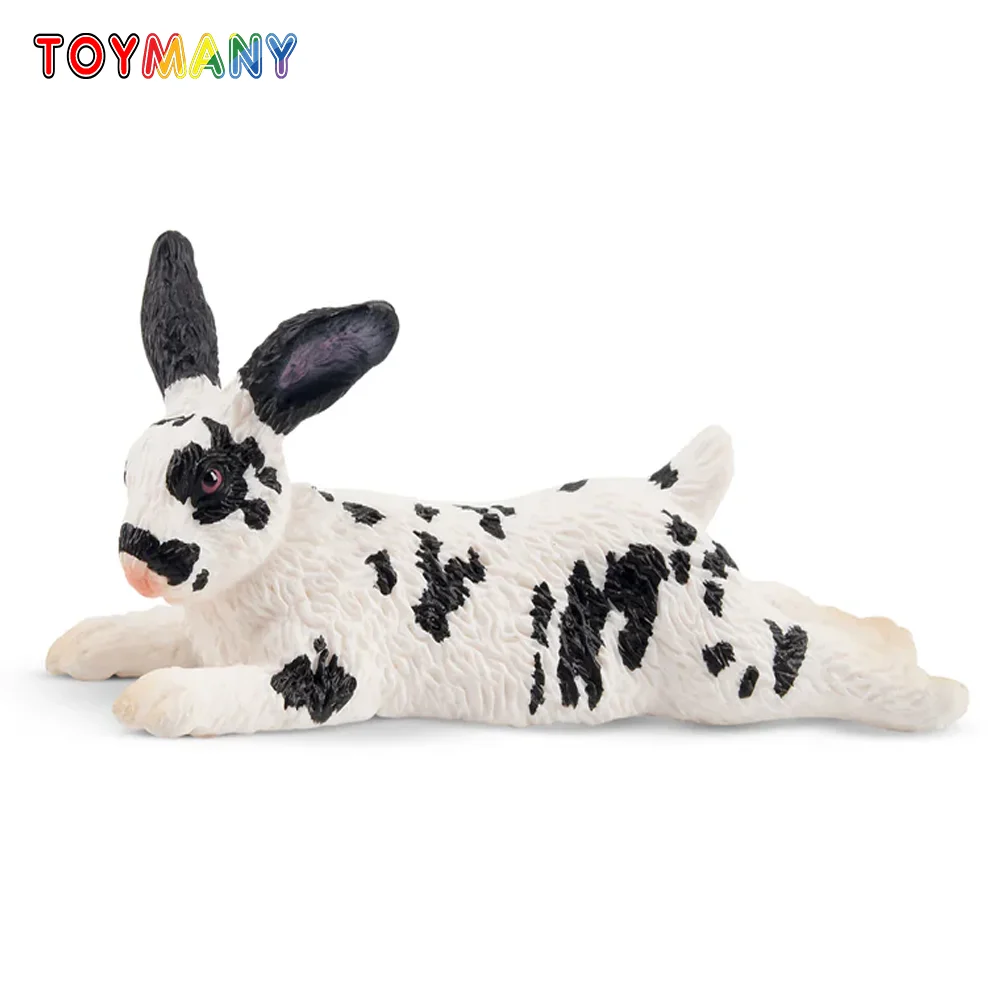 Toymany simulação inglês ponto coelho vida selvagem modelo animal brinquedo mini figuras bonecas estatuetas de ação brinquedos crianças presente