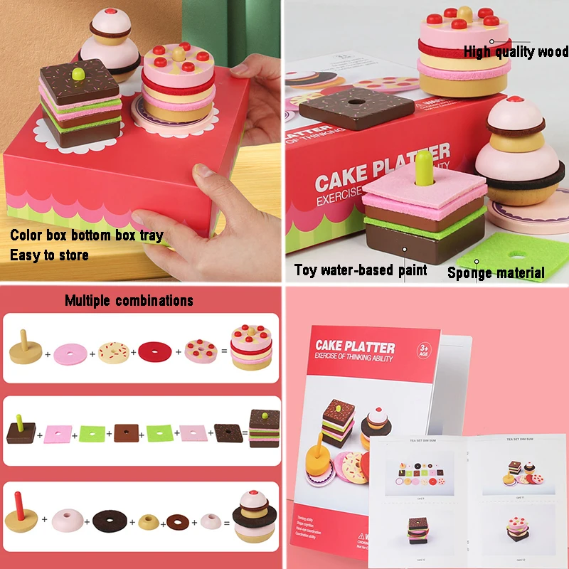 Children Kitchen Toys Set Simulation Cake Barbecue Cooking Pretend Play Matching Games Montessori Early Educational Toy for Kids