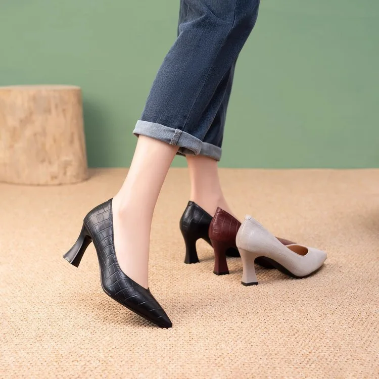

Comfortable Fashion Black Single Shoes Women's High Heels Soft Bottom Pointed Toe Work Shoes Spring 2026 Breathable Ultrafibe...