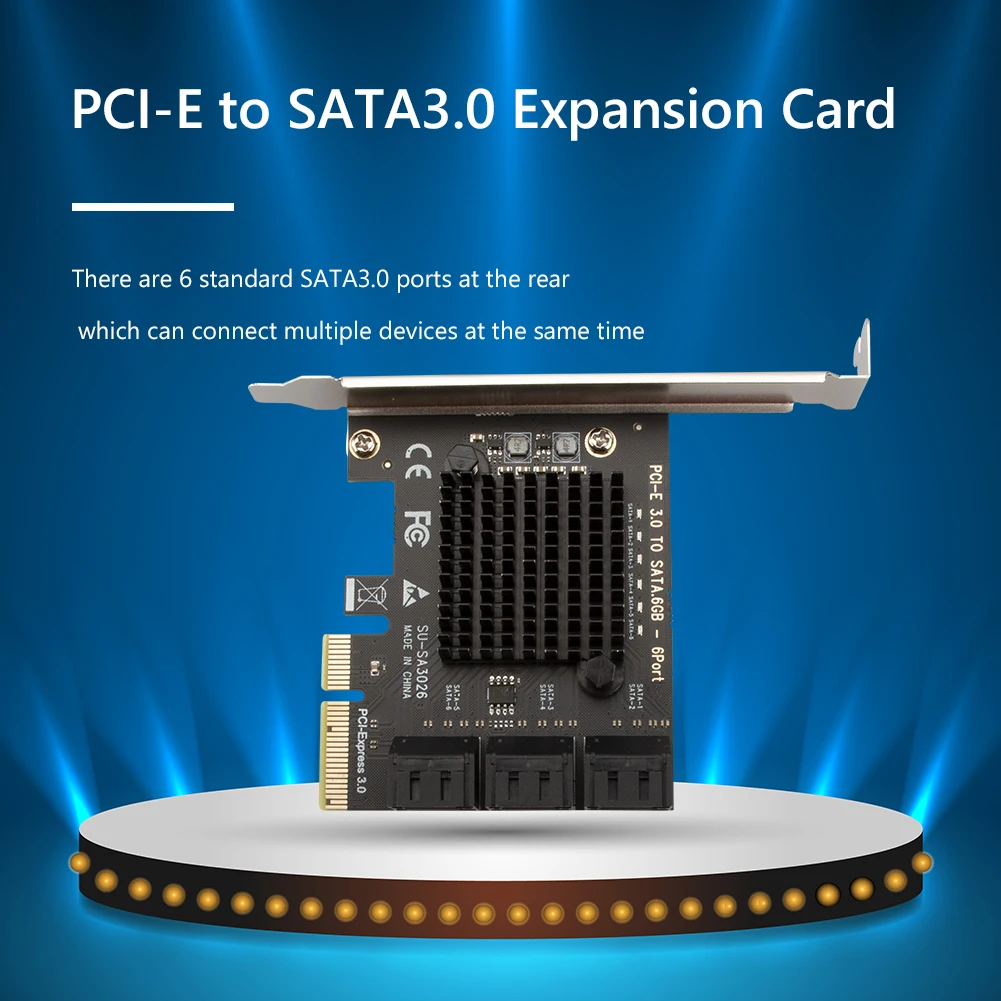 PCI-E 6 poorten SATA-kaart PCI-E 4X-kaarten PCI Express naar SATA 3.0 6 poorten SATA III 6Gbps PCIE X4 uitbreidingsadapterkaart