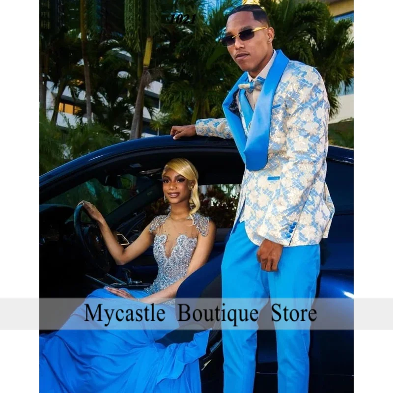 فستان حورية البحر الأزرق اللامع الجديد للحفلات الراقصة 2026 للفتيات السود فضي دايموند حجر الراين مطرز رداء حفلات Vestidos De Gala P