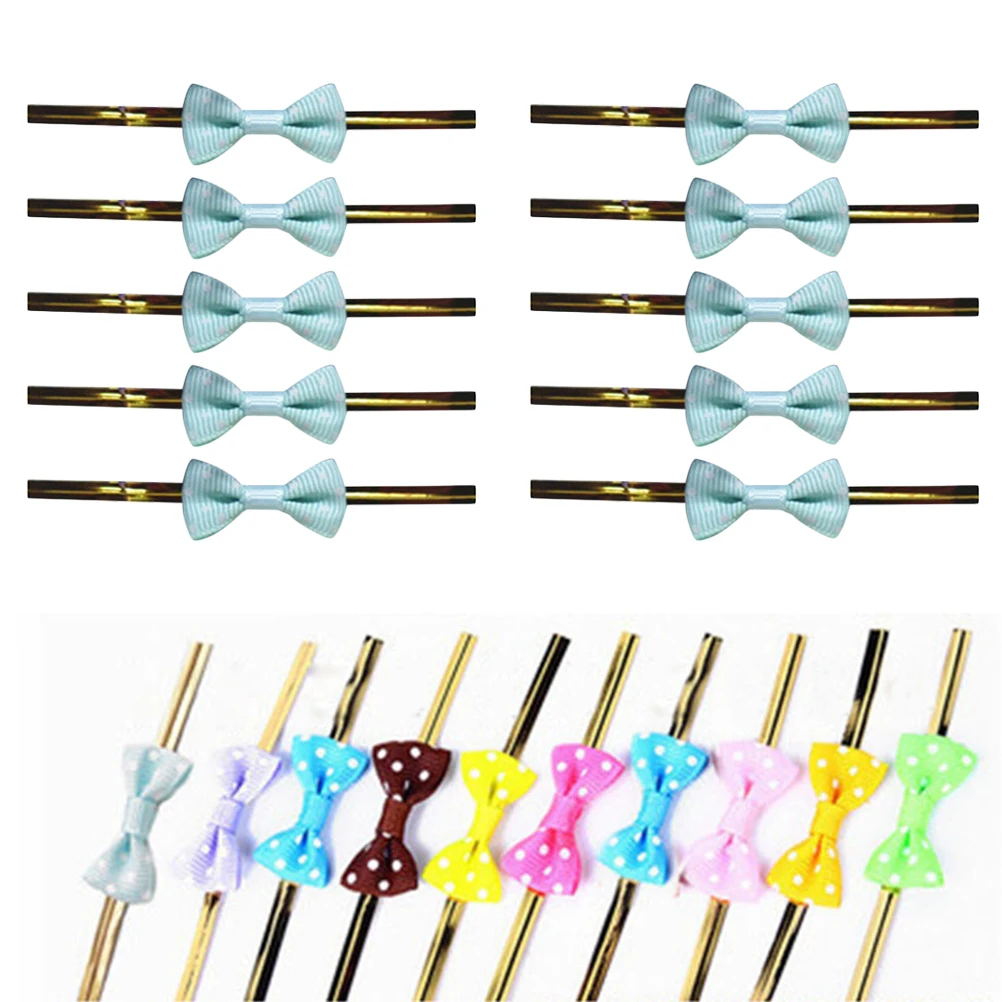 

Dessert Packaging Bow Tie Candy Wired Ribbon Baking Packing Pastry Blue Sealing Ties