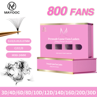 MAYOOC 800 Fans Loose Fan Lashes Eyelash Extensions 6D 8D 10D 30D Pointy Base Premade fan lashes Sharp Thin Russian Volume Lash