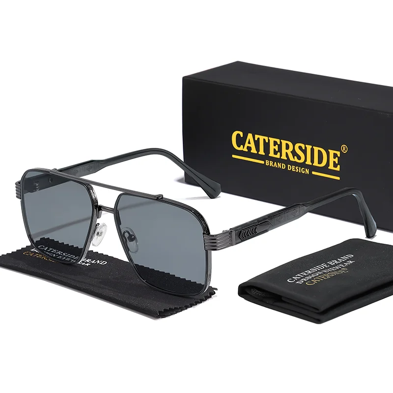 

CATERSIDE квадратные солнцезащитные очки в большой оправе, мужские солнцезащитные очки с металлическим плоским верхом и двойными мостами, Cp Core Insert Leg, дорожные очки