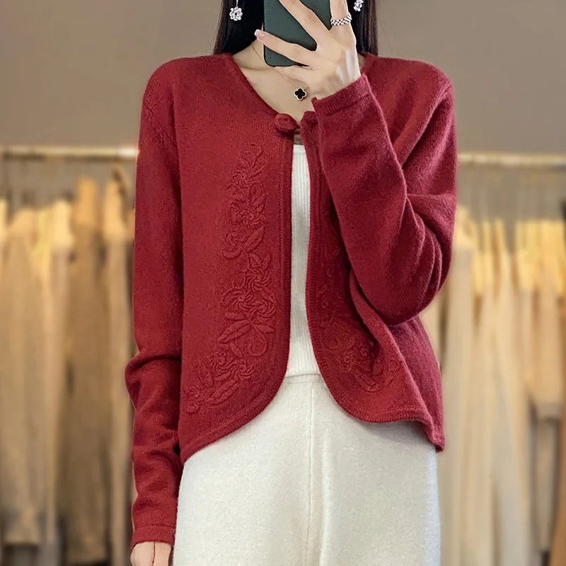 2023  Cashmere Short  Women Cardigans  Autumn/Winter Lady Jackets Warm Soft  Female Long Sleeve Jumpers Woolen Tops NJ01