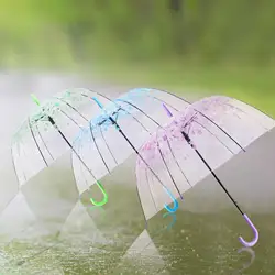 Novelty Transparent Umbrella Lightweight Cherry Blossom Clear Bubble Umbrella for Women Short Trips Beach Camping Fishing