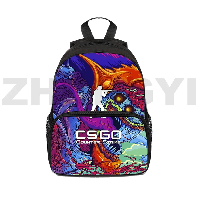 Mens CS GO Game 3D Cartoon Printing Backpacks 12/16 Inch Preppy Fancy High School Bag Anime Kids Bookbag Laptop Business Mochila