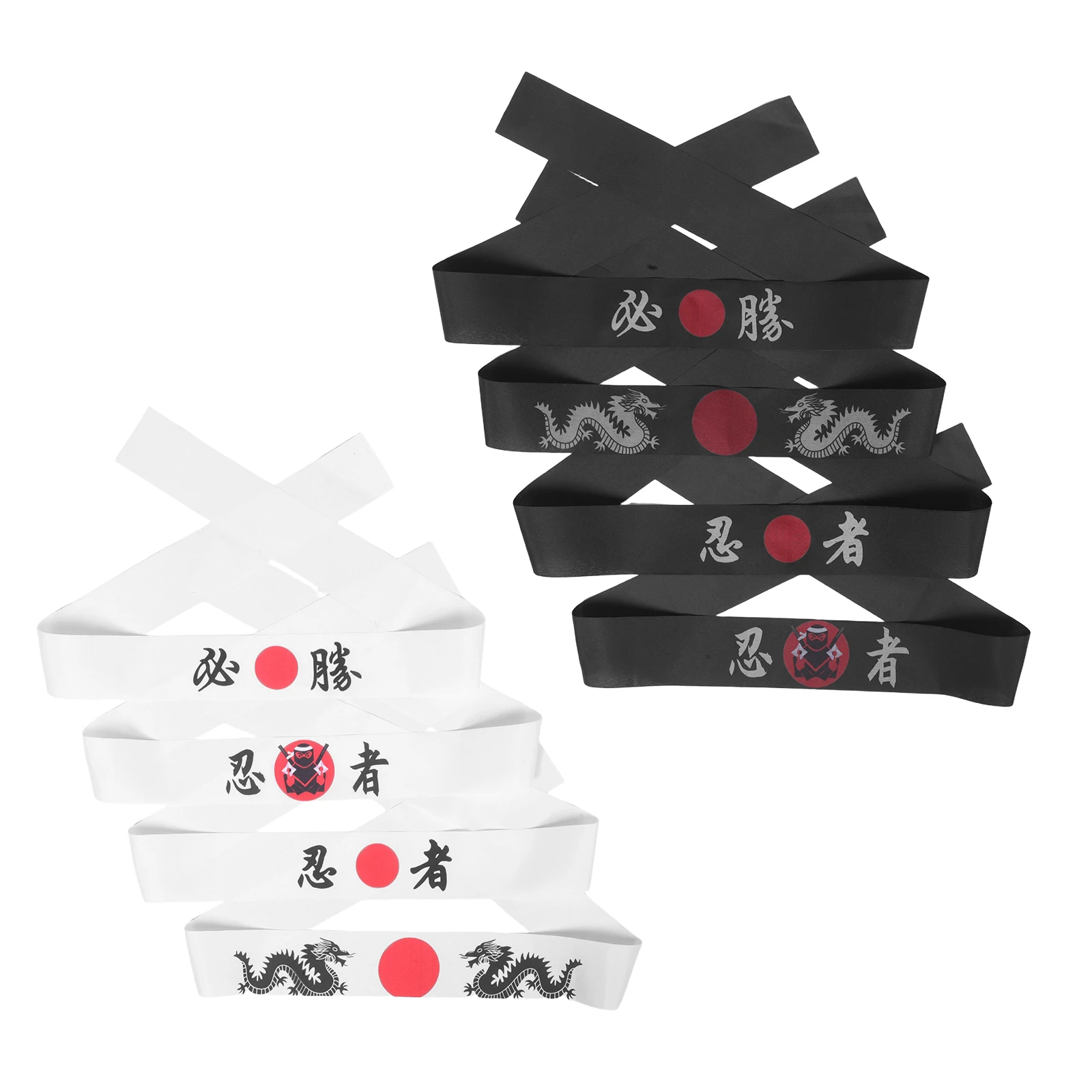 

8pcs Ninja Headbands Japanese Samurai Bandana Adjustable Party Favors Costume Accessories Karate Training Birthday