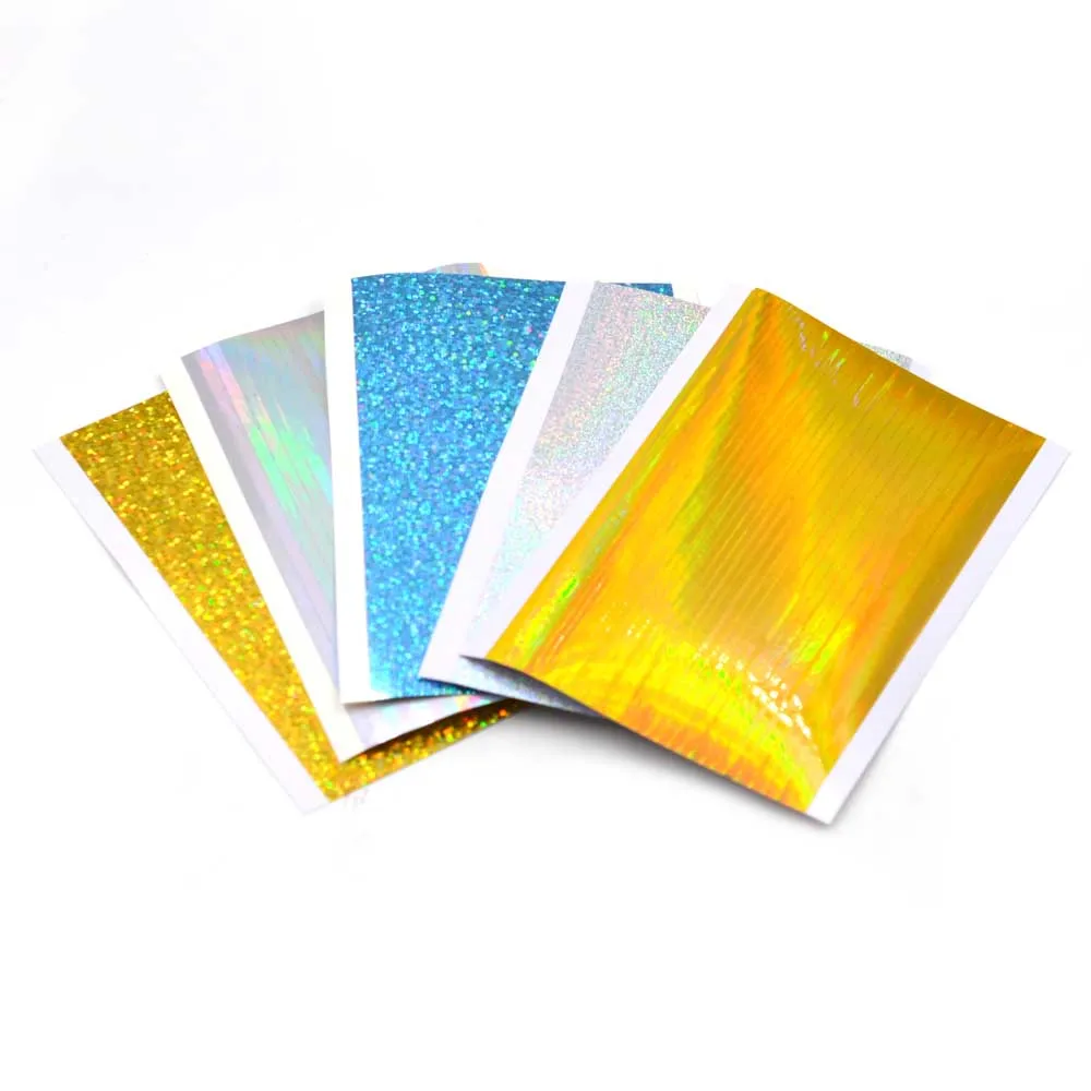 MNFT 5Pcs 12X7.3cm Holographic Fish Scale Lure Sticker Film Fly Tying Rainbow Flash Film Jig Squid Jig Lure DIY Material Lure
