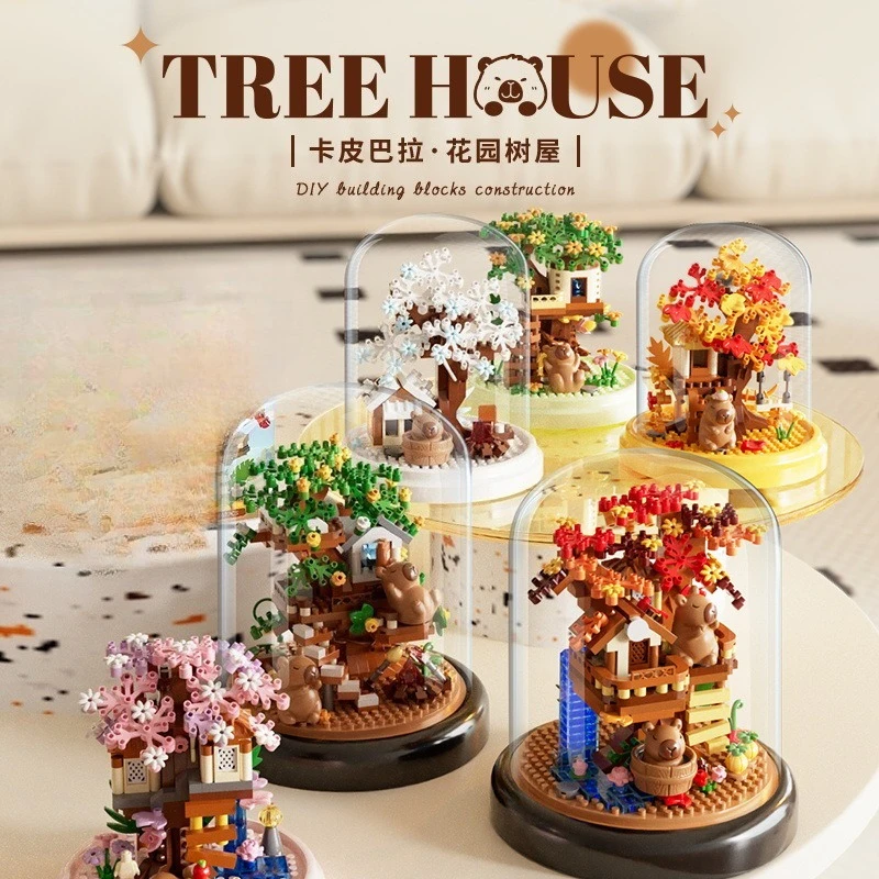 Capybara Garden Tree House Street View Building Blocks DIY Assembly ของเล่นสาวของขวัญสร้างสรรค์การศึกษา Play ชุด