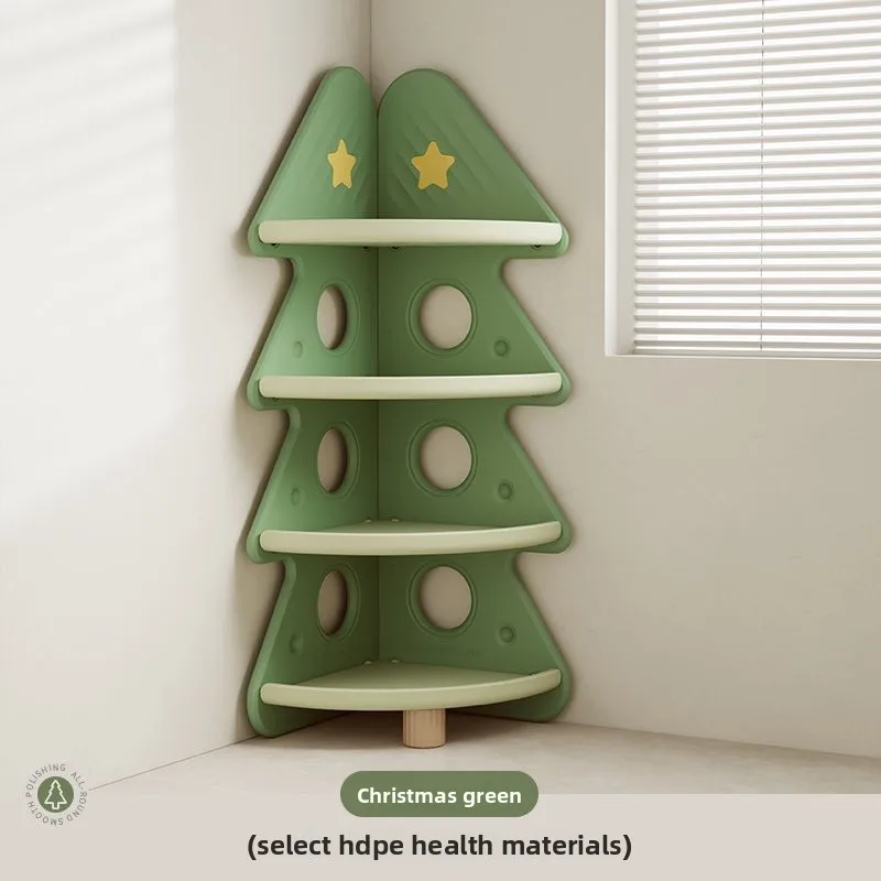 아기 방을위한 책장 오거나이저가있는 어린이 보관 캐비닛, 다층 코너 선반 보관함, 크리스마스 트리 장식