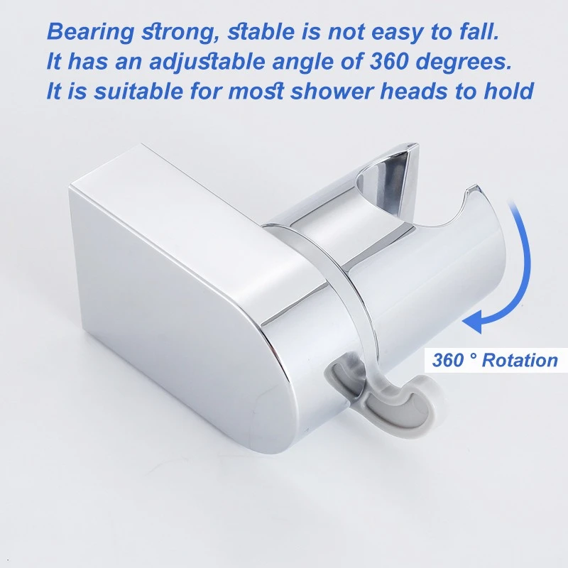 

Shower Head Holder ABS Plastic 360° Swivel Sliding Cover Design Handheld Shower Mount Square Round Base