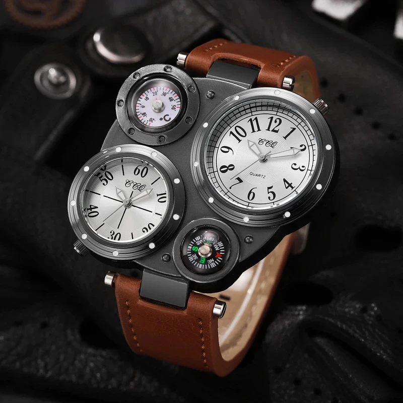 2026 Outdoor Sport Watches For Men Luxury Large Dial Sport Watch Thermometer Compass Multi-functional Quartz Watch（Without Box）