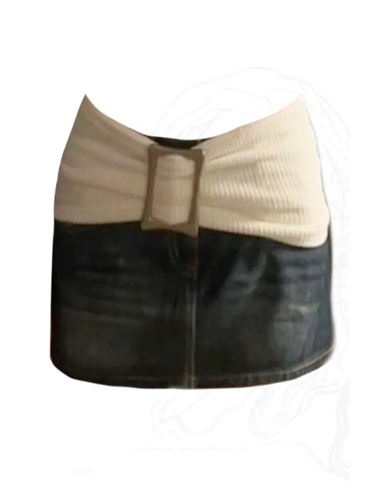 

High Quality Denim Skirt Patchwork Women's Vintage Spring Summer Classical Cozy Blue A-Line Skirt Coquette Korean Spring Summer