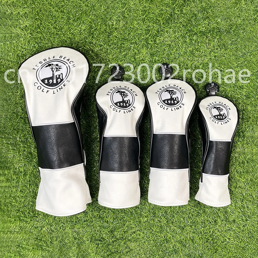 

Golf Head Cover for Driver/Fairway/Hybrid | PU Waterproof Club Sleeve Black & White